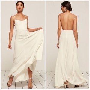 Reformation Thistle Open Back Ivory Dress